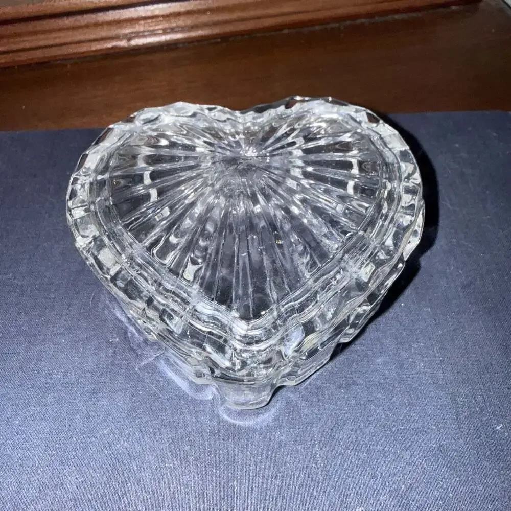 Vintage Zaječar Crystal Heart Shaped Trinket Jewelry Box